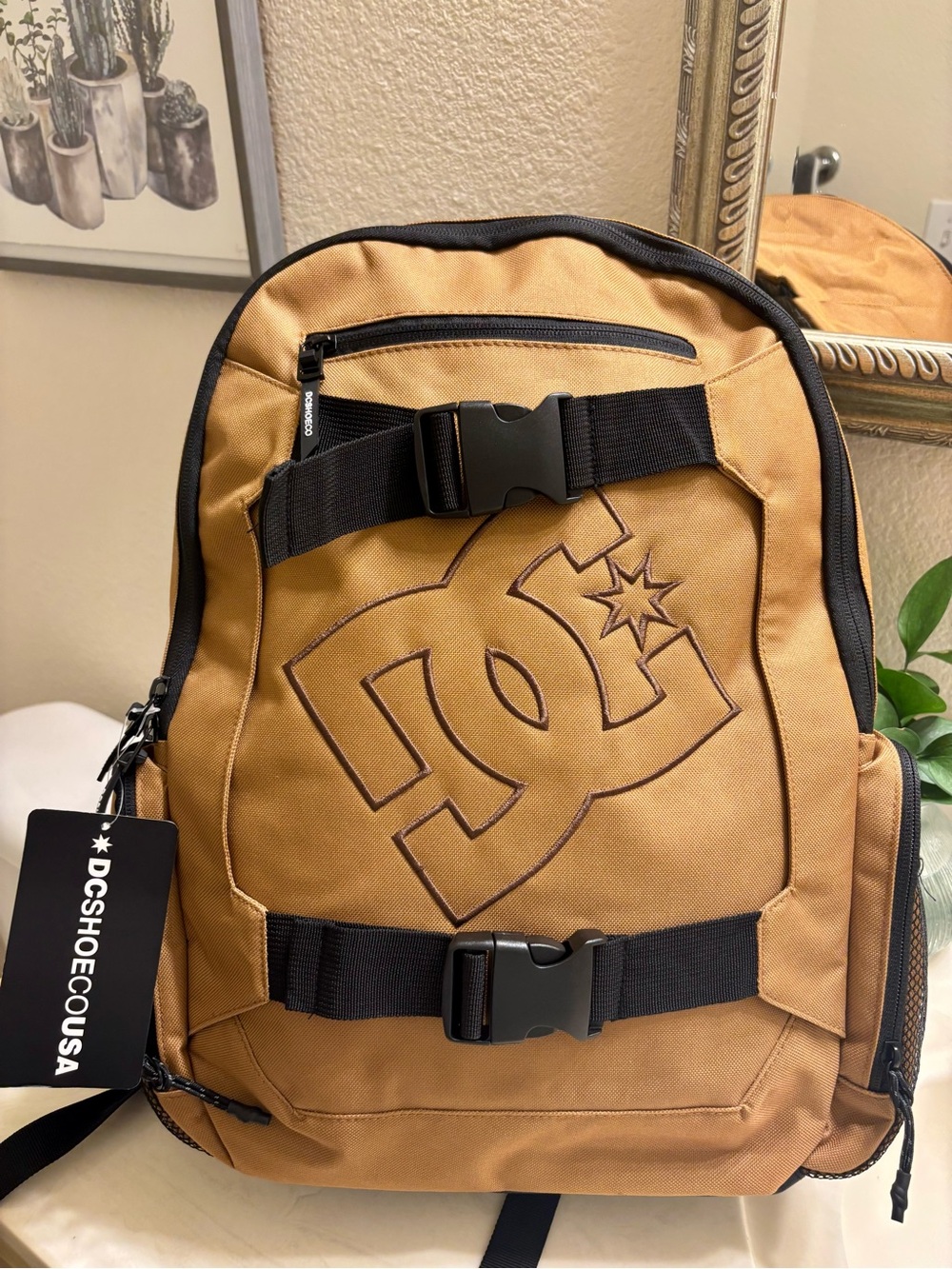 DC Men's Tan Canvas Backpack with Embroidered Logo